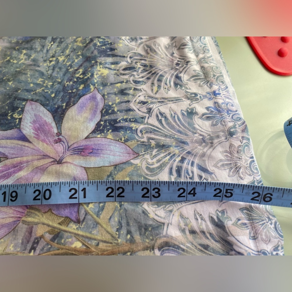 Boho womens large blouse floral lilac blue v-neck modest cottagecore - Picture 10 of 10
